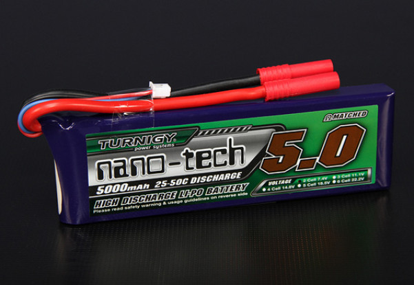Turnigy nano-tech 5000mAh 2S 25 Pack Lipo ~ 50C