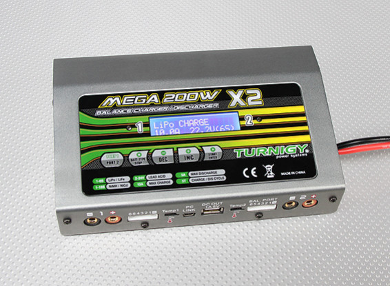 Turnigy Mega 200Wx2 Acculader / lozer (400w) V2