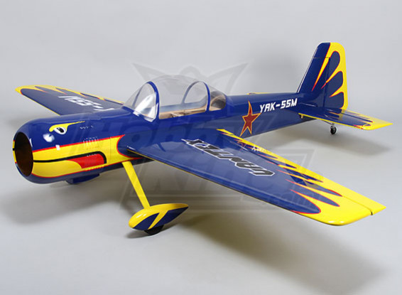 (Afgerond) Hobbyking Yak 55 Gas 30cc 1826mm (ARF) (blauw / geel)