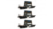 Roco/Fleischmann HO Scale Heavy Duty Flat Wagons with Krupp Stahl Load DB (3 car set)