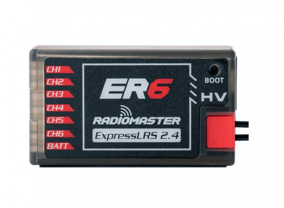 RADIOMASTER ER6 FCC 2.4GHz 6ch ELRS PWM Receiver w/Dual Antenna 
