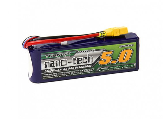 Turnigy nano-tech 5000mah 3S 45~90C Lipo Pack w/XT-90