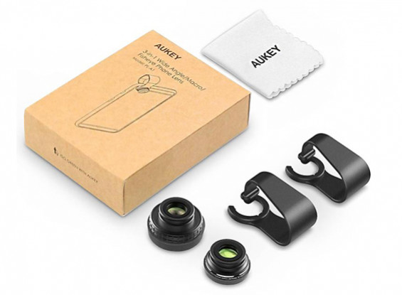 Aukey Optical 3-in-1 Wide Angle/Macro & Fisheye Clip On Smartphone Lens Set (included)