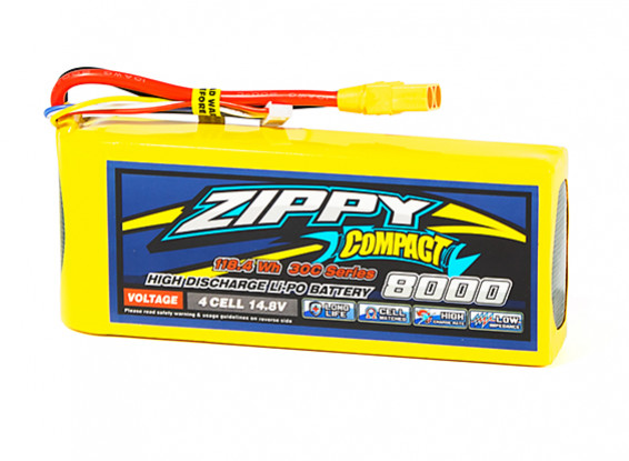 ZIPPY Compact 8000mAh 4S1P 30C Lipo Pack w/XT90