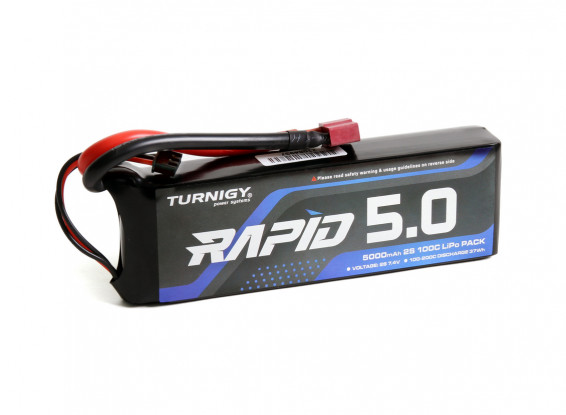 Turnigy Rapid 5000mAh 2S (7.4V) 100C LiPo Battery Pack w/T-Connector For RC Cars