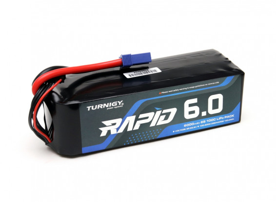 Turnigy Rapid 6000mAh 6S (22.2V) 100C LiPo Battery Pack w/EC5 Connector