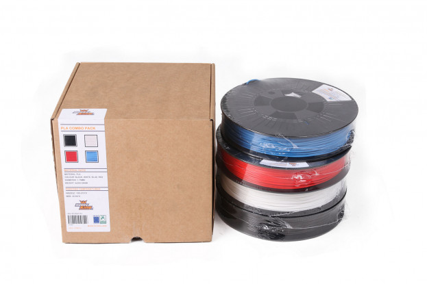 PLA 3D Printing Filament Combo Pack Black/White/Blue/Red 4 x 500g 1.75mm HobbyKing