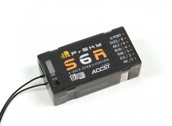 FrSky S6R 6 Channel Receiver w/ Built-In 3 Axis Gyro & Smart Port (US)