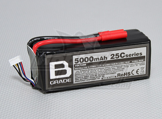 Batterie B-Grade 5000mAh 6S 25C Lipoly