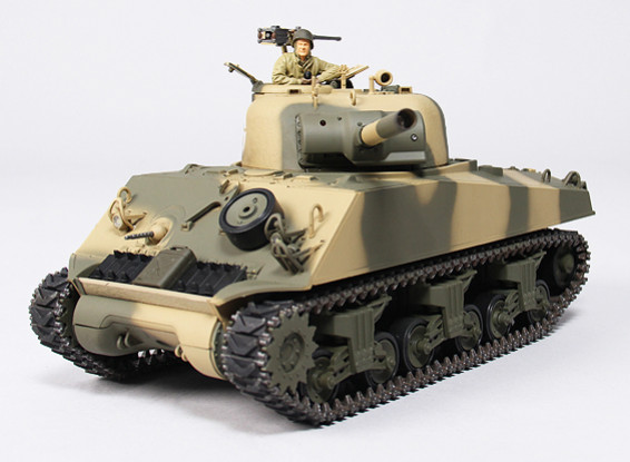 US-M4A3 Sherman Medium RC Tank RTR w / Tx / Son / infrarouge (Desert)