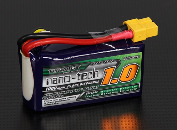 Turnigy nano-tech 1000mAh 4S 45 ~ 90C Lipo Paquet