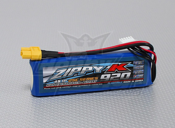 Batterie Zippy-K FlightMax 920mAh 4S1P 25C Lipoly