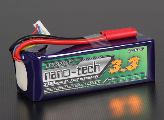 Turnigy nano-tech 3300mAh 6S 65 ~ 130C Lipo Paquet