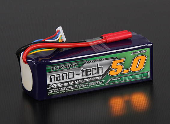 Turnigy nano-tech 5000mAh 6S 65 ~ 130C Lipo Paquet