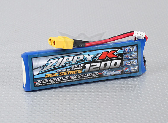 Batterie Zippy-K FlightMax 1200mah 2S1P 25C Lipoly
