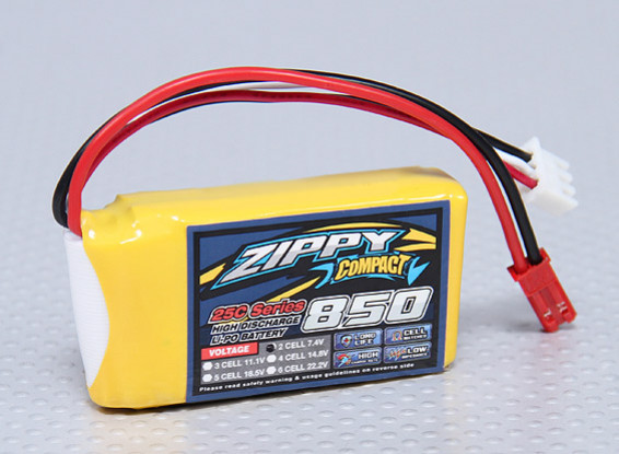 ZIPPY Compact 850mAh 2S 25C Lipo Paquet