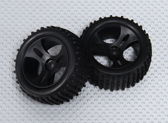 Roue / Tire complète (2pcs / sac) - 1/18 4WD RTR Racing Buggy
