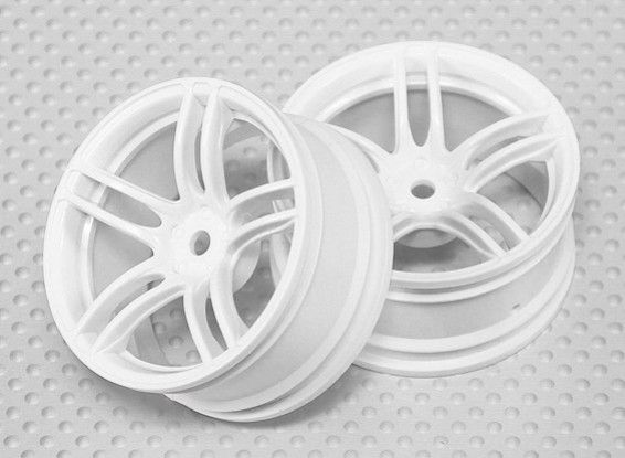 Échelle 1:10 Set de roue (2pcs) Blanc de Split 5-Spoke RC 26mm de voiture (3mm offset)