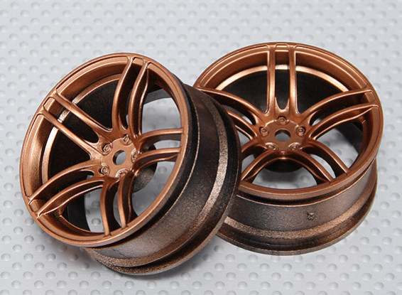 Échelle 1:10 Set de roue (2pcs) Bronze de Split 5-Spoke RC 26mm de voiture (3mm offset)