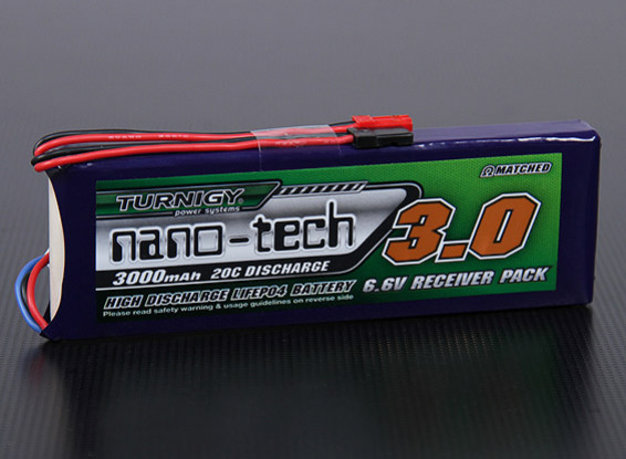Turnigy nano-tech 3000mAh 2S1P 20 ~ 40C LiFePo4 Receiver Paquet