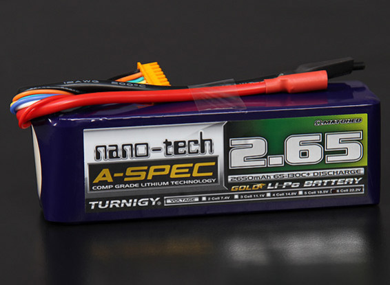 Turnigy nano-tech A-SPEC 2650mah 6S 65 ~ 130C Lipo Paquet