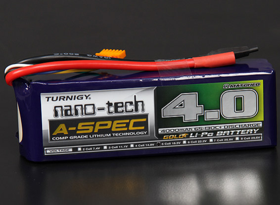 Turnigy nano-tech A-SPEC 4000mAh 5S 65 ~ 130C Lipo Paquet