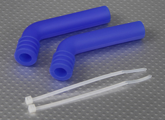 Silicone Exhaust Déflecteur 80x10mm (Bleu) (2Pcs / Bag)