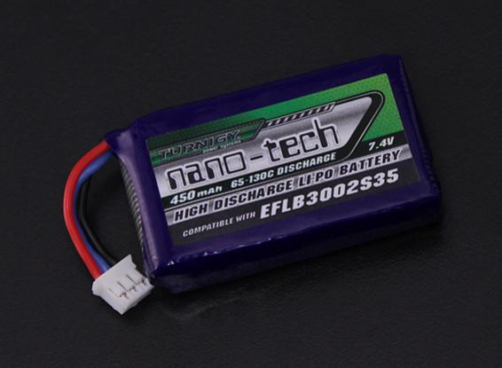 Turnigy nano-tech 450mAh 2S 65C Lipo (E-flite Compatible - Blade 130X EFLB3002S35)