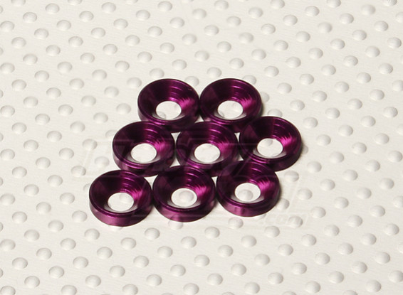 Fraisée Rondelle en aluminium anodisé M4 (Violet) (8pcs)