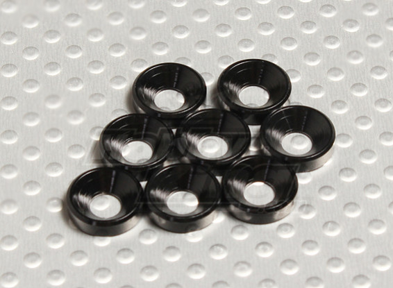 Fraisée Rondelle en aluminium anodisé M4 (Noir) (8pcs)