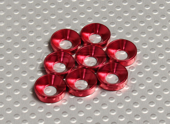 Fraisée Rondelle en aluminium anodisé M5 (Rouge) (8pcs)