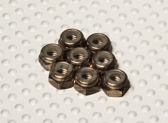 Titane Couleur aluminium anodisé M4 Nylock Nuts (8pcs)