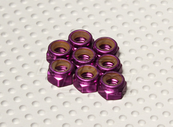 Violet aluminium anodisé M5 Nylock Nuts (8pcs)