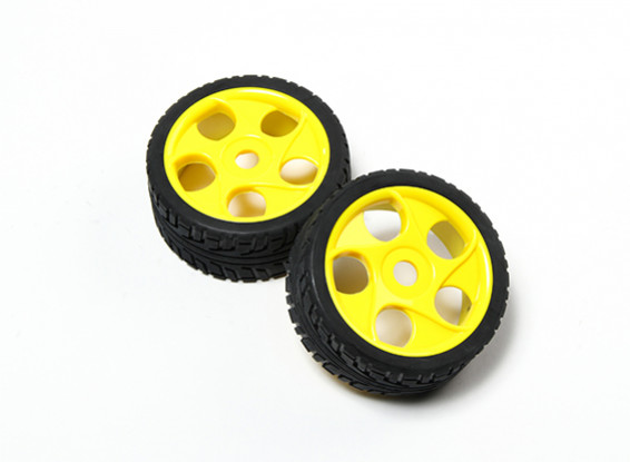 HobbyKing® 1/8 étoile Rayon Jaune Roue & 17mm de pneu sur route Hex (2pc)