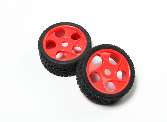 HobbyKing® 1/8 étoile Spoke Fluorescent Red Wheel & 17mm de pneu sur route Hex (2pc)