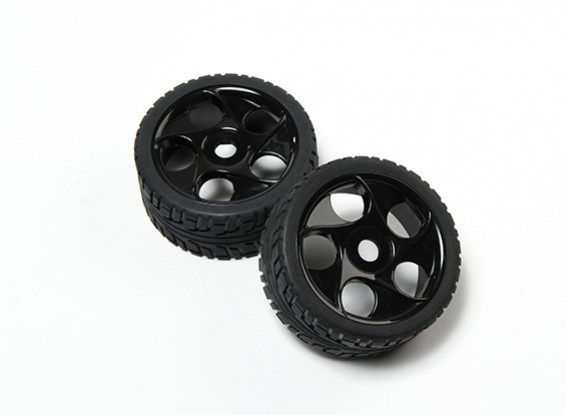 HobbyKing® 1/8 étoile Rayon Noir Roues et 17mm de pneu sur route Hex (2pc)