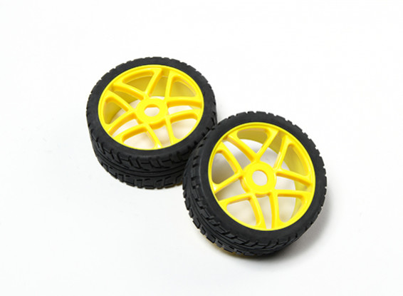 HobbyKing® 1/8 étoile jaune roues et pneus sur route 17mm Hex (2pc)