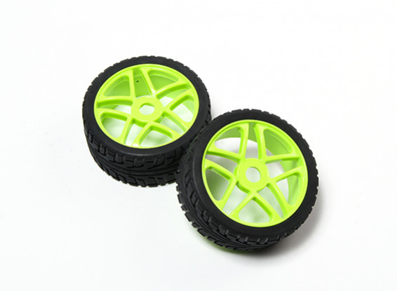 HobbyKing® 1/8 étoile Green Fluorescent roues et pneus sur route 17mm Hex (2pc)