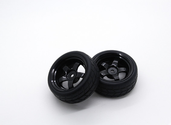 HobbyKing 1/10 Wheel / Tire Set VTC 5 Spoke Rear (Black) RC 26mm de voitures (2pcs)