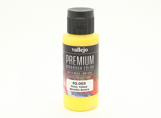 Peinture acrylique de couleur Vallejo Premium - Jaune de base (60ml)