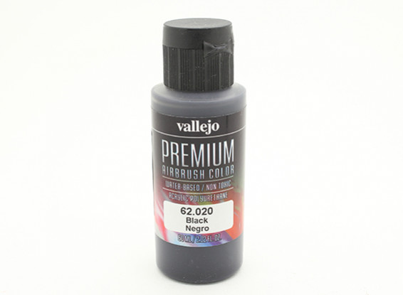 Peinture acrylique de couleur Vallejo Premium - Noir (60ml)