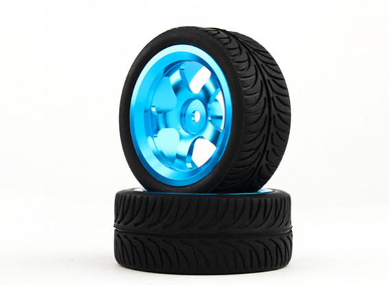 HobbyKing 1/10 aluminium à 5 rayons 12mm Hex Wheel (Bleu) / YY 26mm Tire (2pcs / sac)