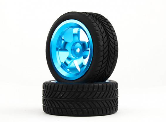 HobbyKing 1/10 aluminium à 5 rayons 12mm Wheel Hex (Bleu) / IVI 26mm des pneus (2pcs / sac)