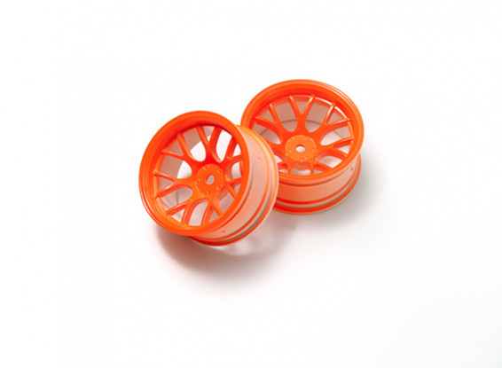 01:10 Wheel Set 'Y' 7-Spoke Fluorescent Orange (9mm Offset)