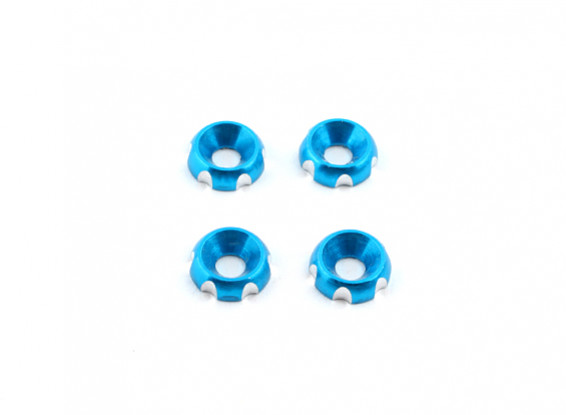 Aluminium 3mm CNC fraisée Rondelle - Bleu (4pcs)