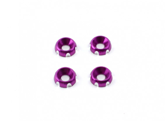 Aluminium 3mm CNC fraisée Rondelle - Violet (4pcs)