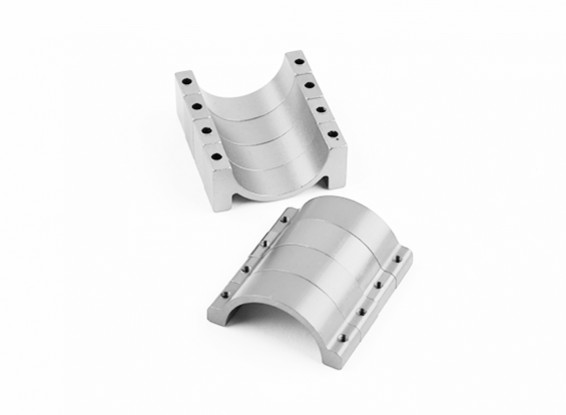 Argent anodisé double face CNC en aluminium Tube Clamp 25mm Diamètre