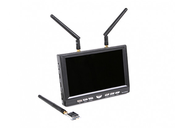 7 "LCD Monitor Diversité HD 1024 x 600 5.8GHz w / 400mW Transmetteur & SD Storage
