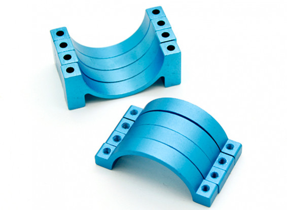 Bleu anodisé CNC tube en alliage de demi-cercle de serrage (incl.screws) 20mm