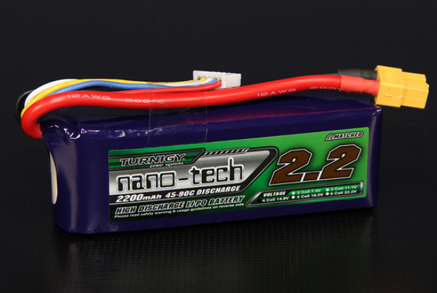 Turnigy nano-tech 2200mah 4S 45 ~ 90C Lipo Paquet